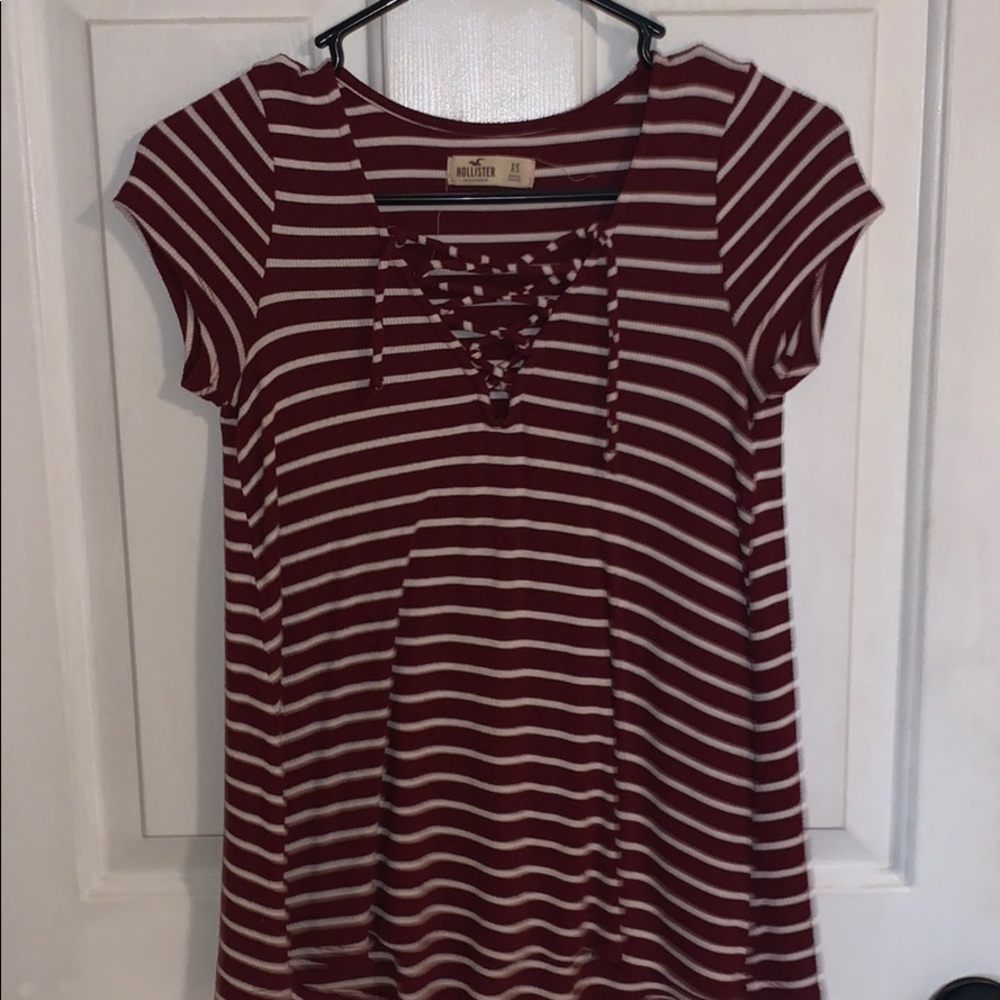 Hollister Striped Tee with Adjustable Strings